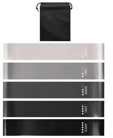 Set di 5 Fasce Elastiche per Allenamento con Borsa Portaoggetti, fasce di resistenza elastica per donne per fare esercizio fisico