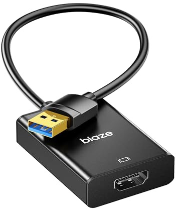 biaze ZH160 Pro USB zu HDMI Adapter, 1080P@60Hz HDR für Laptop/PC/TV/Monitor/Projektor, Plug and Play, HD Audio Video Übertragung, Kompatibel mit Windows/Mac