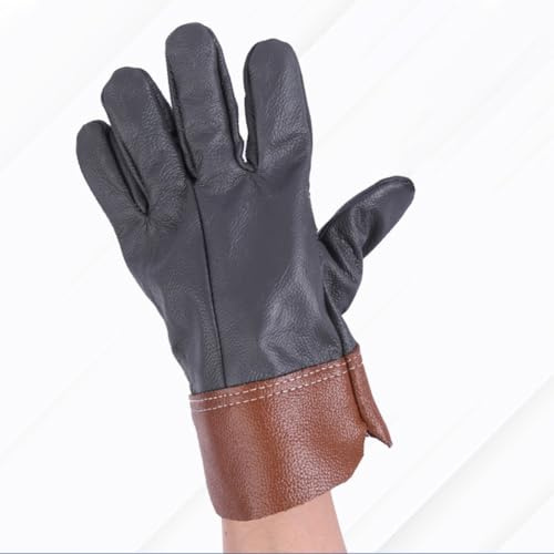 Guanti da saldatura per protezione industriale, in pelle bovina spessa, resistenti al calore e all'abrasione, con design di sicurezza anti-schizzi e isolamento