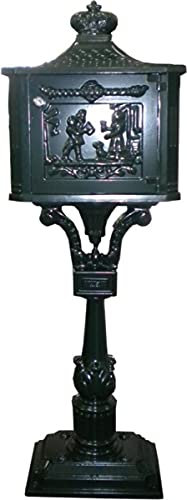 Casa Padrino Jugendstil Standbriefkasten Grün - Aluminium Postkasten - Luxus Säulenbriefkasten
