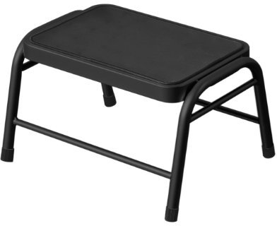 Premier Housewares 2100013 Tabouret Marchepied en Métal Noir + Tapis de Caoutchouc