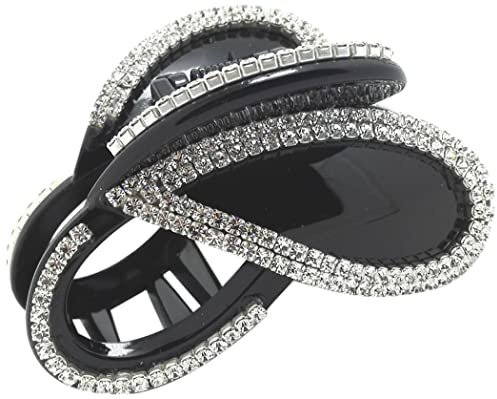 Meilliwish Diamante Mariposa Pinza para el cabello Garra del pelo (D14)(Negro)