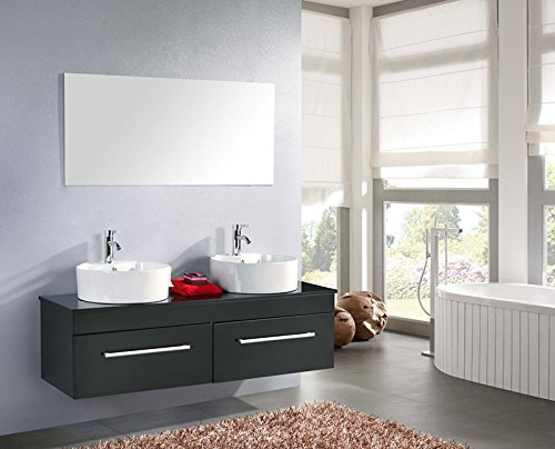 simba srl Muebles para baño para Cuarto de baño con Espejo baño 150 cm grifos Incluido Car Mueble + 1 Espejos + repisas + grifería + fregaderos
