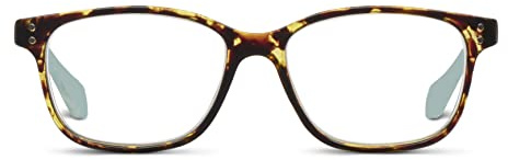 Peepers by PeeperSpecs Women's Nature Walk Soft Square Reading Glasses, Tortoise/Aqua, 49 + 3