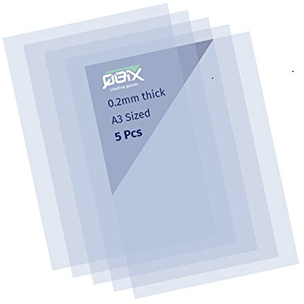 QBIX Mylar-Blätter - 5 Stück Kunststoff-Schablonenblätter - 0,2 mm transparente A3-Blätter - DIY-Schablonenkunstblatt zum Schneiden von DIY-Schablonen