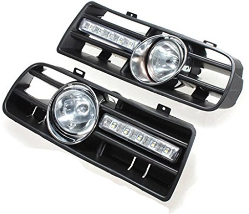 REFURBISHHOUSE 2 X LED Griglia Griglia Paraurti Luci Anti-Nebbia Faro Anteriore per 97-06 Golf 4 Mk4 IV Nero