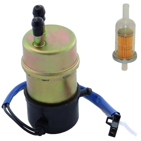 Kraftstoffpumpe Benzinpumpe + Benzin- Filter für Kawasaki ZX ZXR Suzuki AN VS VL Yamaha BT FZR XP YP 12V Eingang und Ausgang 8 mm gerade