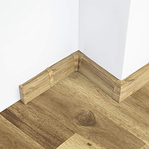DQ-PP 10m Sockelleisten 55mm PVC Eiche Sutter Laminatleisten Fussleisten aus Kunststoff PVC Dekore Fußleisten