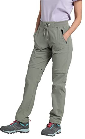 Mountain Warehouse Explorer Womens Zip Off Trousers - Quick Drying Pants, UV Protection Bottoms - for Hiking, Camping & Outdoors Light Khaki (Regular Length) Women's Size 10