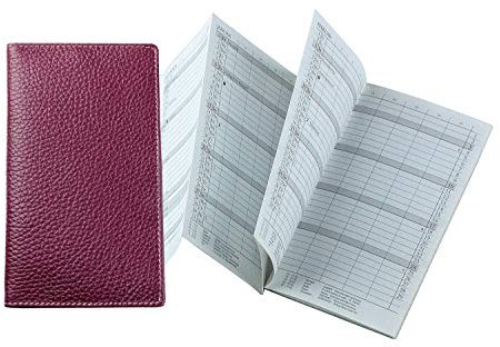 DELMON VARONE - Personalisierbarer Faltkalender 2026 DIN A6 aus Soft Grain Leder lila - Organizer Terminplaner (1 Monat 2 Seiten) in Lederhülle - Termin Kalender Monatsübersicht & Adressenheft