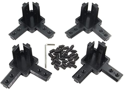 Befenybay 4PCS Black 3-Way End Corner Bracket Connector with Screws for 8mm T Slot Aluminum Extrusion Profile 4040 Series (4040s-Black)