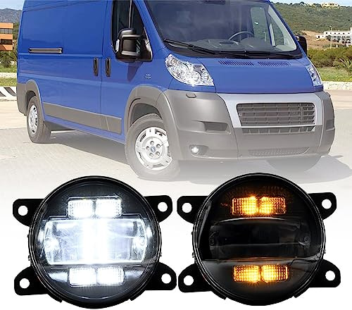 NSLUMO LED-Nebelscheinwerfer DRL Tagfahrlicht für Fi.at Ducato Peugeot Boxer Citroen Jumpy 2002–2006 Frontstoßstange Nebelscheinwerfer Reflektoren Montage Blinker DLR-Lauflicht 2 Stück klare Linse