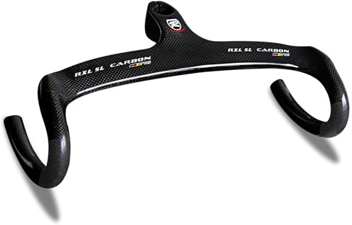 RXL SL Cintre Vélo de Route en Carbone 1-1/8 - Gris 3K Brillant, Guidon avec Routage Interne, 420 * 90mm