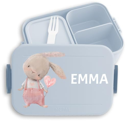 Kinder Bento Box Midi für Mepal Bentobox - Hasen - Bunny Brotdose süßer Hase Lunchbox Häschen Vesperbox Rabbit I - 900 ml - Hellblau - jausenbox mädchen schule vesperdose grundschule hasenmotiv
