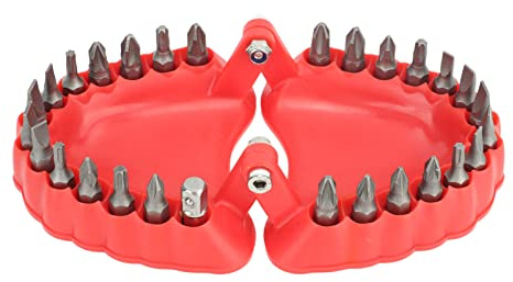 Prothesenbohrer-Halter mit 28 Löchern, Zahnform-Organizer für Bohrer & Schraubendreher, Ornamentdekoration mit Bits, ideal für Zahntechniker & Handwerker, rot