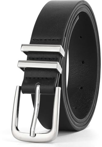 WHIPPY Leder Gürtel Damen Ledergürtel Herren Mode Gürtel silberne Schnalle für Jeans Hosen