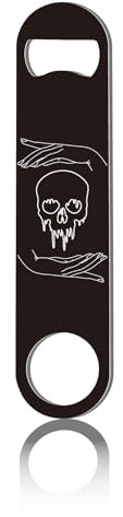 CREATCABIN Skull Hand Flat Bottle Opener Speed Metal Opener Heavy Duty Bottle Opener Stainless Steel Key for Beer Bartender Pub Bar Drinks Kitchen Restaurant Seniors Man Women Gifts Black 1.6x7Inch