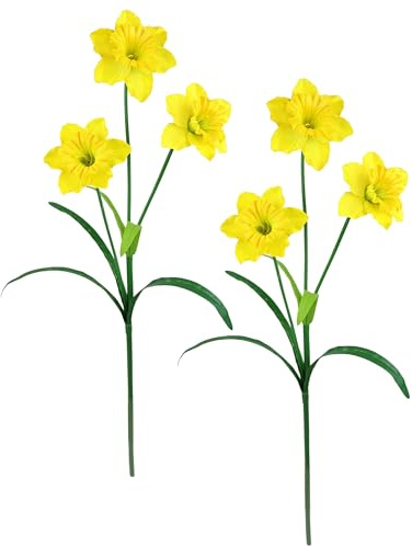 Flair Flower Künstliche Narzissen Frühlingsblumen Kunstblume Blumen Sträuße Blumenarrangements Deko Frühjahrsdekoration Narzisse Osterdeko Osterglocke Ostern Tischdeko Dekopflanze 2er Set, gelb