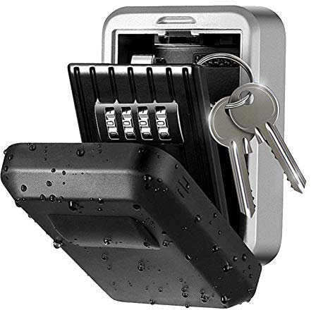 KVIVI SchlüSselbox Zur Wandmontage Key Lock Box mit wasserdichtem Gehäuse Wandmontierter Aluminiumlegierungspasswort for Home Indoor Outdoor Security Key Organizer Fall