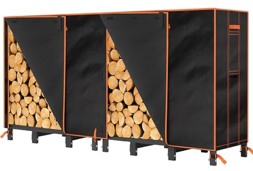 GREENER 8FT Heavy Duty Firewood Rack Cover - 600D Waterproof Wood Racks Outdoor With PVC Coating - Weather Resistant for Tikimilor, ULIOK, NANANARDOSO