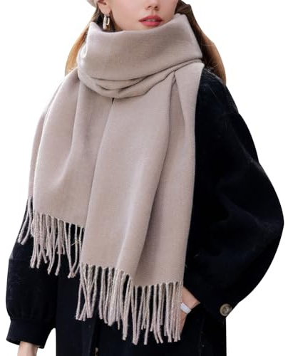 Enwokran Damen Winter Schal Oversized Kaschmir Wendbar Lange Winterschal Weich Wraps Groß Karo Fransen Schal Warm Schal für Herbst Winter Hochzeiten Abendkleider
