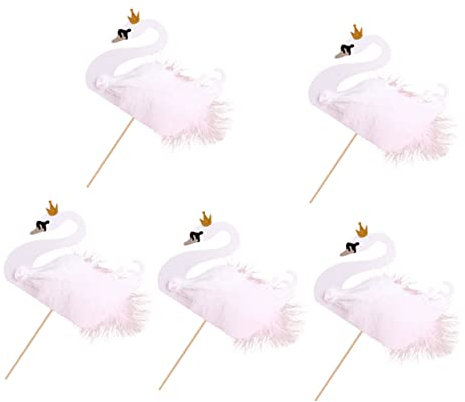WOONEKY 5 Palillos Para Tartas Con Forma De Cisne Adornos Para Tartas De Hadas Para Bodas