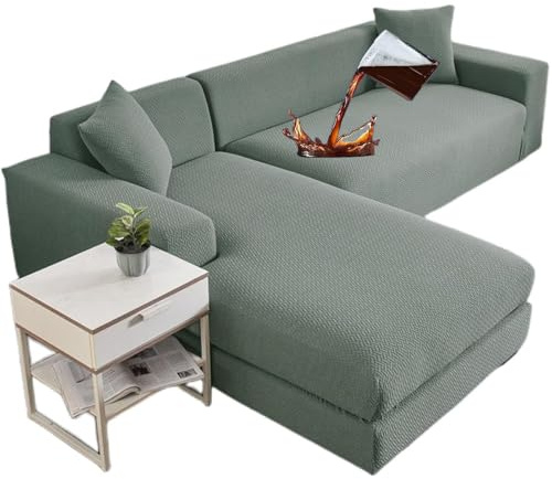 Couch Überwurf L Form Kratzfest Katzen, Sofabezug Ecksofa L Form Wasserdicht, Couch Überzug L Form Stretch, Sofa Cover L Shape Elastic, Für Wohnzimmer (Grün,2 + 3 Sitzer)