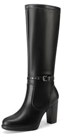 QUEEN HELENA Stivali Alti con Tacco Zip Laterale Casual Donna X31-118 (Nero, Sistema Taglie Calzature EU, Adulto, Donna, Numero, Media, 40)