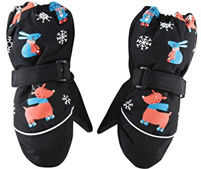 Generisch Fäustlinge Warme Schnee Baby Dicke Ski Kleinkind Outdoor Handschuhe Herrenhandschuhe Warm Wolle (Black, 5-8 Years)