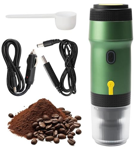 Sonhomay Tragbare Elektrische Espressomaschine Mini Kaffeemaschine 15 Bar Mini Auto Reise Kaffeemaschine Kompatibel mit gemahlenem Kaffee NS Kapsel für Camping RV Wandern Büro Reisen