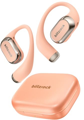 BlitzRock CT3 Pro Open Ear Kopfhörer, Reicher und Ausgewogener Klang, KI-Klare Anrufe, Sicherer Sitz, 40H Wiedergabezeit, APP-Steuerung, Bluetooth 5.4 Wireless Earbuds, IPX5, Schnellladung, Rosa