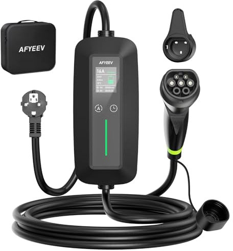 AFYEEV Tipo 2 Cavo di ricarica Schuko 6M 3,68kW 6-16A, auto elettrica tipo 2 Schuko, caricatore portatile EV per auto elettrica