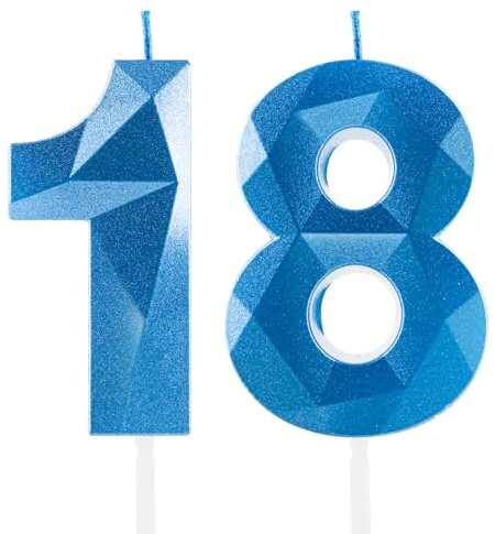 Royal Blue 18th Birthday Candles, Sapphire Blue Number 18 Happy Birthday Candles, Cake Topper Decorations for Birthday Party, Wedding Anniversary Celebration Supply