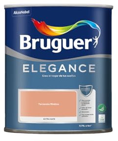 Bruguer ELEGANCE Pintura Monocapa ExtraMate, Paredes y Techos, Interior, Exterior protegido, Alta Durabilidad, UltraLavable, Resistente al Desgaste y Manchas Terracota Rústica 750 ml