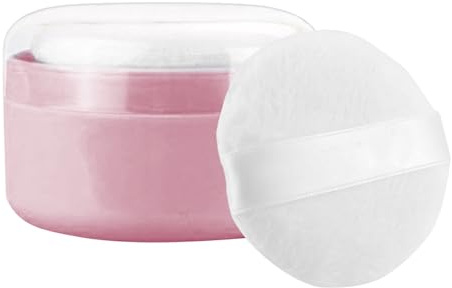 Körperpuder Leerbehälter Staubpulver Box Puderbox Körperpuder Aufbewahrung 9x9x6cm PP-Dose Mit Samtpuderpinsel Luftdichter Staubdichter Behälter Für Babypflege & Reise, Beige Oder Rosa