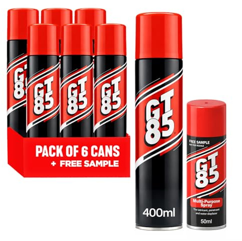 GT85 Multi-Purpose Lubricant Spray 6 Pack | Penetrating Oil with Rust Protection | Cleans, Protects & Restores | Stops Squeaks, Frees Stuck Parts | Bike Chain Lubricant | Includes 50ml Travel Size