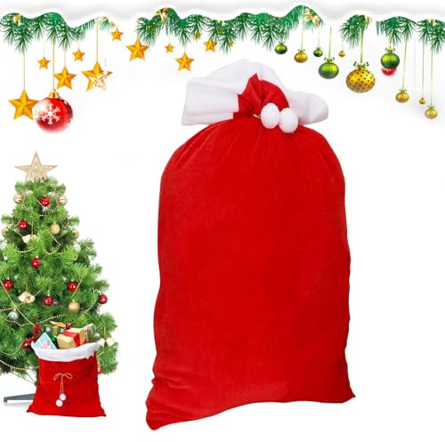 Sacchetti regalo di Babbo Natale – Sacchetti di Natale in velluto San Nicola | Sacchetti di imballaggio per feste per caramelle giocattoli Giorno del Ringraziamento Capodanno