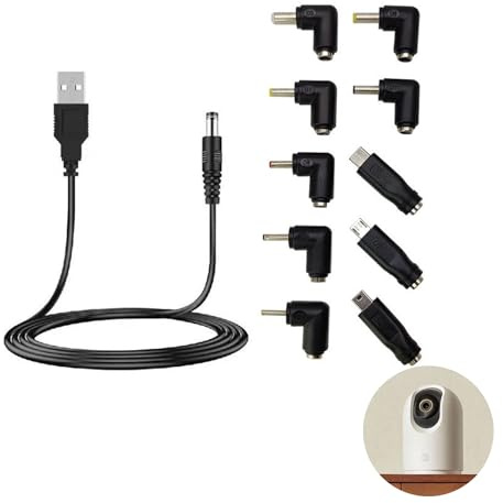 TASSFROO Hohlstecker 5V USB Kabel auf DC Stecker Adapterkabel, Aufladekabel 10 in 1 Stecker 5,5 mm x 2,1 mm Universal-Ladekabel für Kameras LED Streifen Router TV Box Tablets Webcam Router Recorder