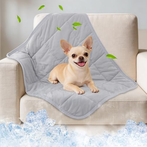 PICK FOR LIFE Hundar kylfilt tvättbar dubbelsidig hundfilt lätt ultramjuk kylande hundtäcke för sommar (grå, 56 x 71 cm)
