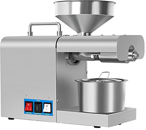Automatische Ölpresse, 820-W-Ölpresse, Edelstahl, Motor, Schnellzerlegbares Design, Geeignet für mehr als 30 Saatgutarten