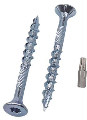 SKIR'CO (50 pezzi) Viti per legno in acciaio zincato 6,0 x 60 mm, testa svasata Torx, tipo 17, viti per truciolato, filettatura parziale