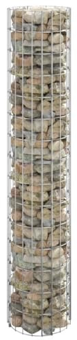 Round Gabion Column, Galvanised Steel, Diameter 30 x 150 cm, Robust Edging for Garden and Patio, Weather-Resistant, Durable