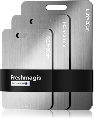 Titanium Chopping Board with Double-Sided Use, Premium Stainless Steel Chopping Board for Kitchen, Easy to Clean, Sturdy and Durable, Antibacterial and Odorless (34 × 23 cm)