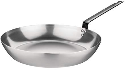 Vogue Karbonstahl-Bratpfanne 35 cm/4,98 Liter, Grau, ofenfeste Bratpfanne, muss vor Gebrauch gewürzt werden, GD007