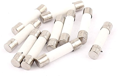 sourcing map 10uds Fusible Cilindro Tapa Cerámica Tubo Fusible 5 x 25mm 2A | Eslabones, 250V