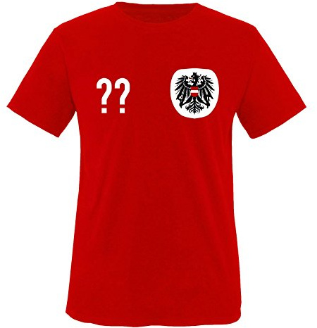 Trikot - at - WUNSCHDRUCK - Kinder T-Shirt - Rot/Weiss-Schwarz Gr. 134-146