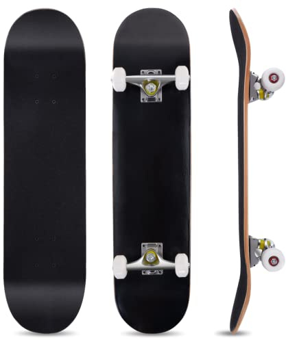 COSTWAY Monopatín Skateboards Longboards Skateboards para Niños Tablero Madera Arce 79 x 20 cm con 4 PU Ruedas (Negro)