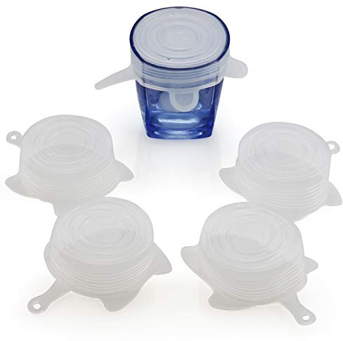 Small Silicone Stretch Lids 5 Pack of 2.5 inch Reusable Stretch Cover, Silicone Stretch and Seal Lids Fit for 2.6 to 3.4 inch Can Cup Regular and Wide Mouth Mason Jar