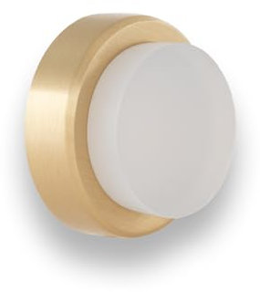 EVI Herrajes | Adhesive Brass Door Stop for Wall | 24x14mm | Gold Finish-White Silicone Rubber | Includes Screw + Plug | Mod. 04020524BTPMLMT