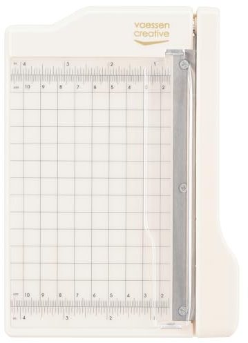 Vaessen Creative | Mini Papierschneider | Kleine Guillotine Schneidemaschine | 10 x 15 cm Messfläche | Bis zu 5 Blatt Gleichzeitig | Guillotine, Scrapbook, Hebelschneider | Weiß